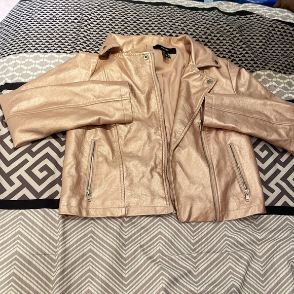 Forever 21 gold pink faux leather jacket. US S - Picture 1 of 6